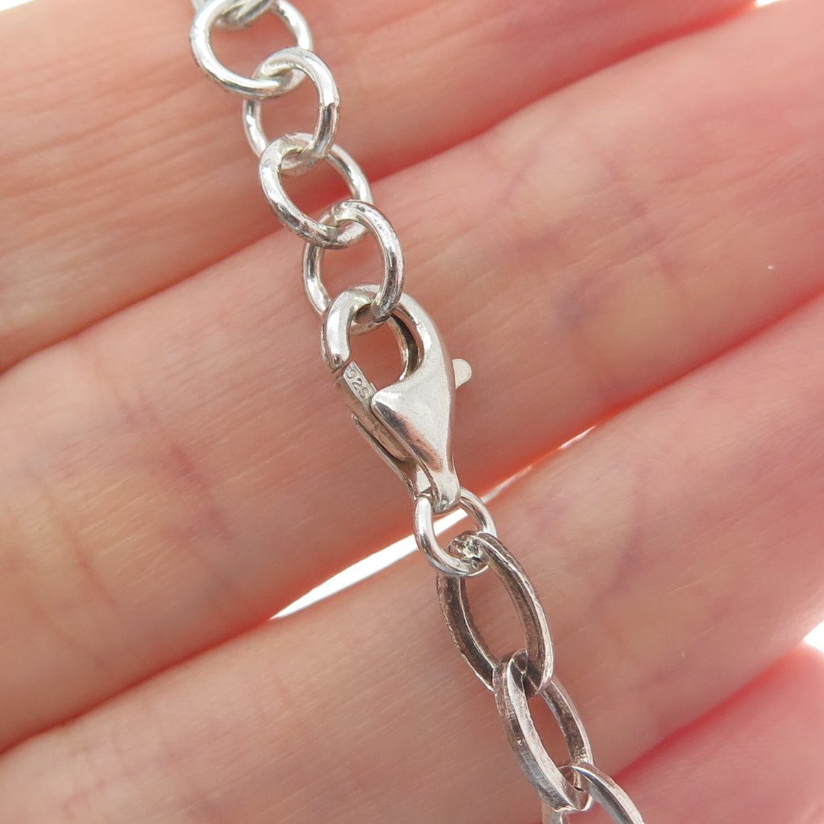 925 Sterling Silver Vintage Real Sodalite Modernist Chain Necklace 16-18"