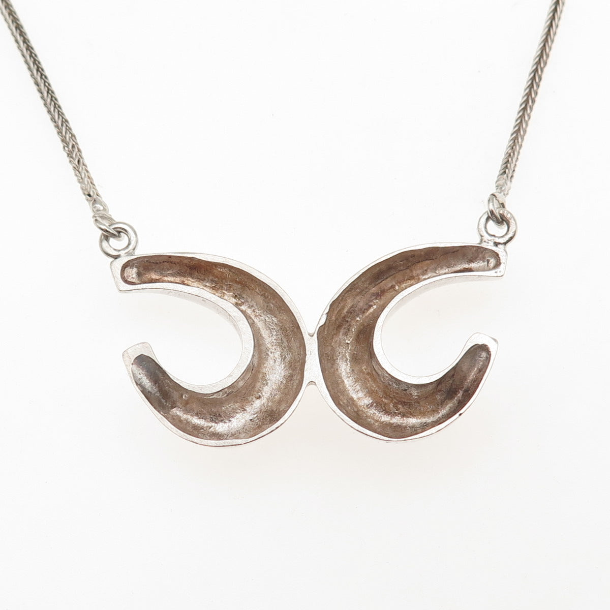 925 Sterling Silver Vintage Modernist X Oxidized Spiga Chain Necklace 16"