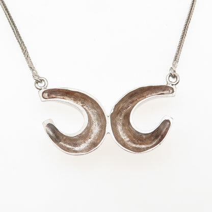 925 Sterling Silver Vintage Modernist X Oxidized Spiga Chain Necklace 16"