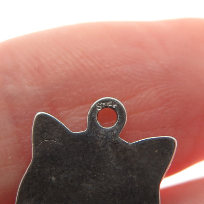 925 Sterling Silver Vintage Cat Cartoon Character Oxidized Charm Pendant