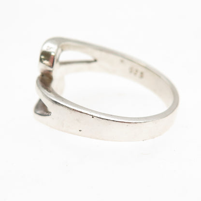 925 Sterling Silver Vintage Modernist Bypass Oxidized Ring Size 9
