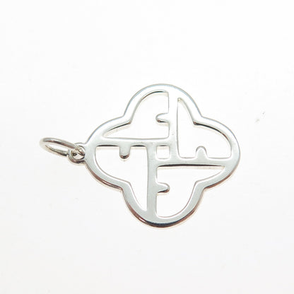 925 Sterling Silver Vintage Clover Letter F Alphabet Minimalist Charm Pendant