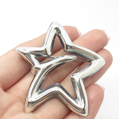 925 Sterling Silver Vintage Mexico Non-Symmetrical Star Handcrafted Pin Brooch