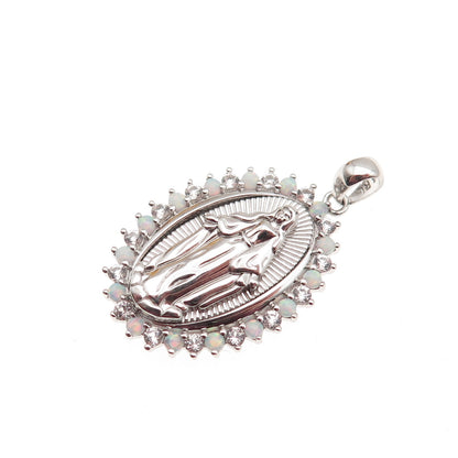 RL Richline 925 Sterling Silver Real Opal & White Topaz St. Mary Pendant