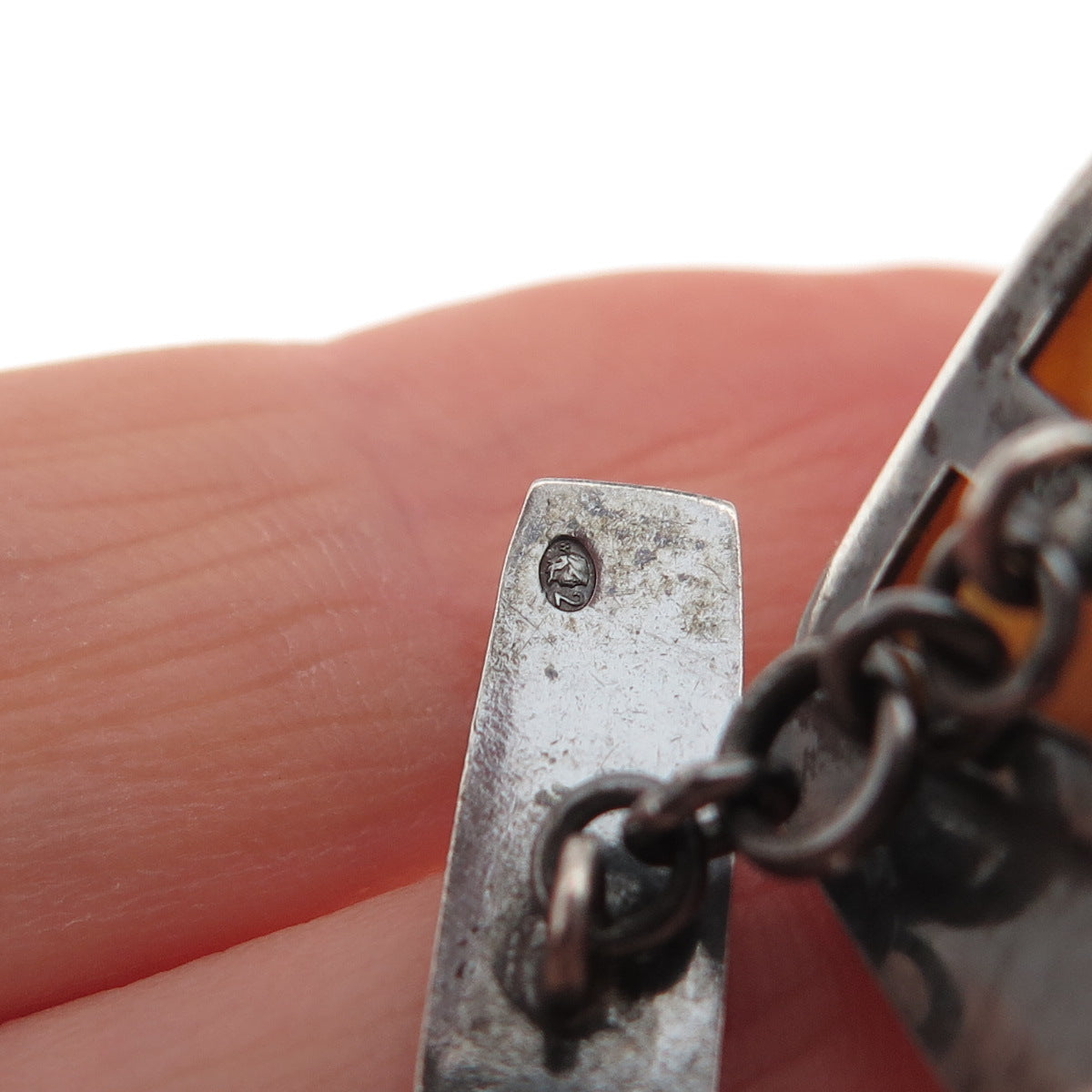875 Silver Vintage Poland Real Butterscotch Amber Cufflinks