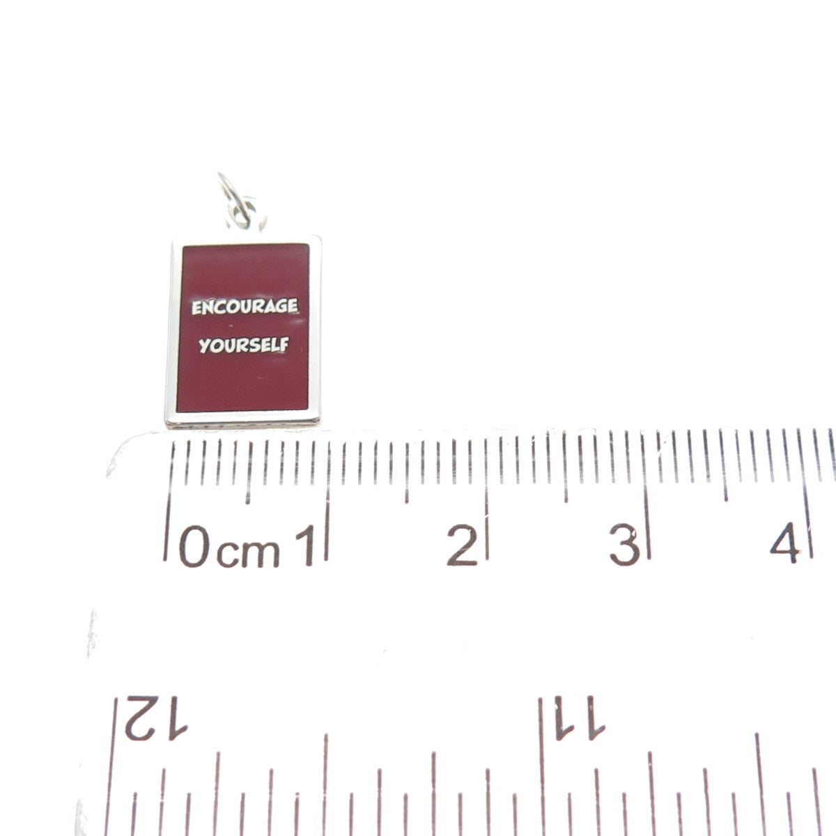 925 Sterling Silver Red Enamel Encourage Yourself Minimalist Charm Pendant