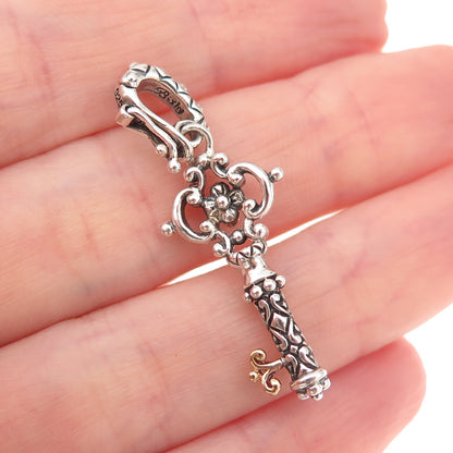 Barbara Bixby 925 Sterling Silver 18K Gold Floral Key Charm Pendant