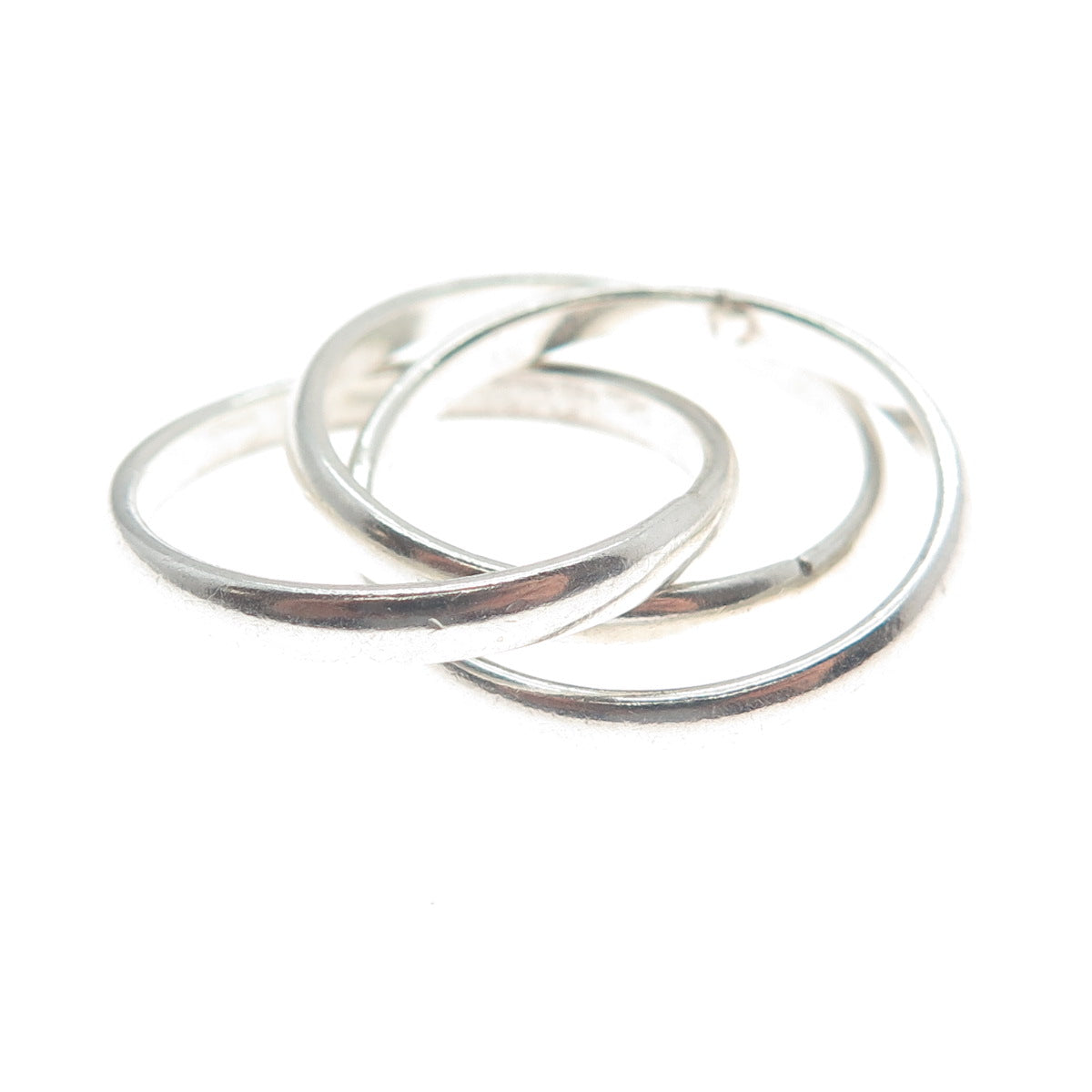 925 Sterling Silver Vintage Mexico Triple Interlocked Band Ring Size 4.75