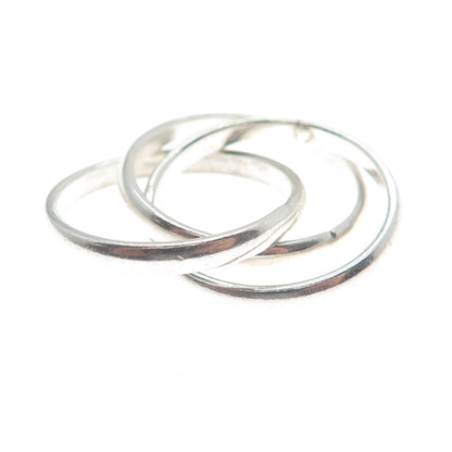 925 Sterling Silver Vintage Mexico Triple Interlocked Band Ring Size 4.75