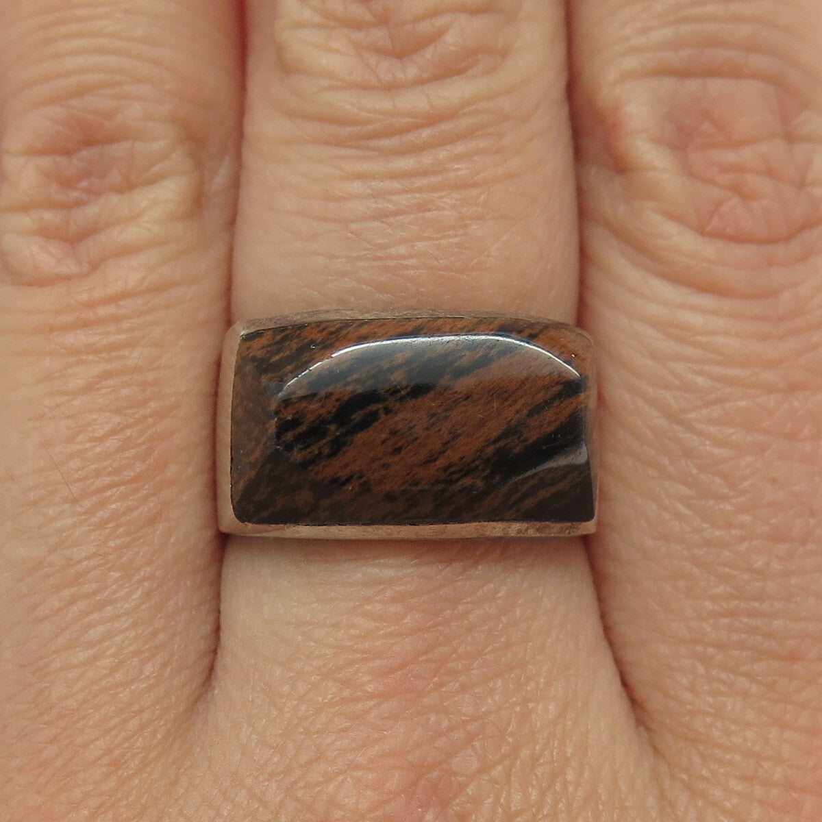 925 Sterling Silver Vintage Real Jasper Ring Size 8.5
