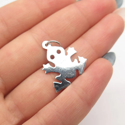 925 Sterling Silver Vintage Frog For Good Luck Charm Pendant