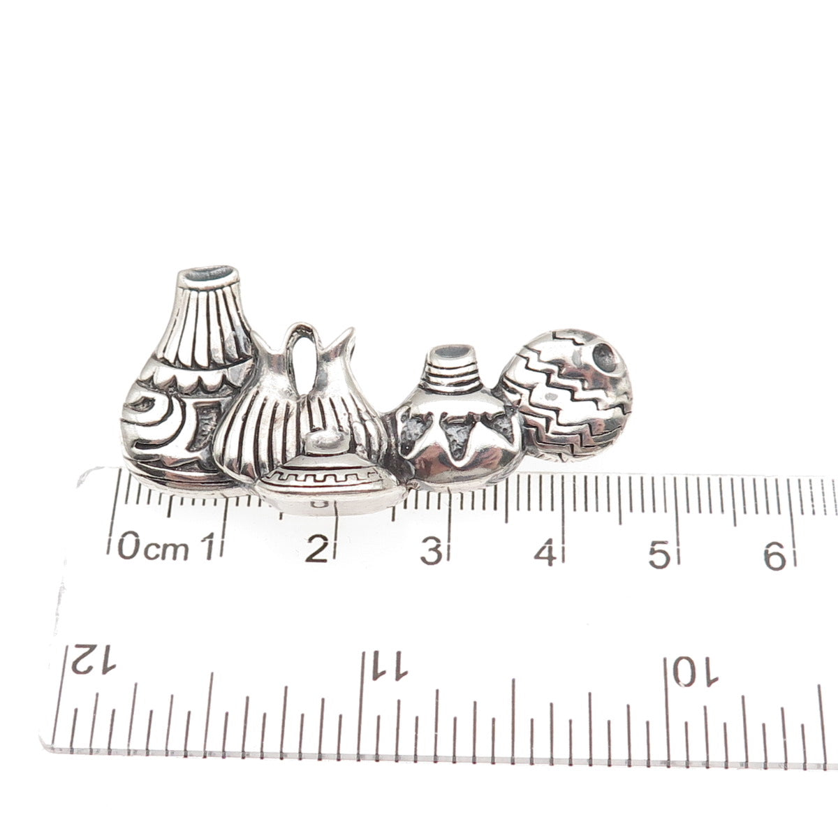 Lonn Parker Navajo Old Pawn Sterling Silver Vintage Native Pottery Pin Brooch
