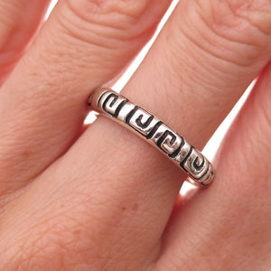 Zina 925 Sterling Silver Vintage Spiral Oxidized Band Ring Size 6.75