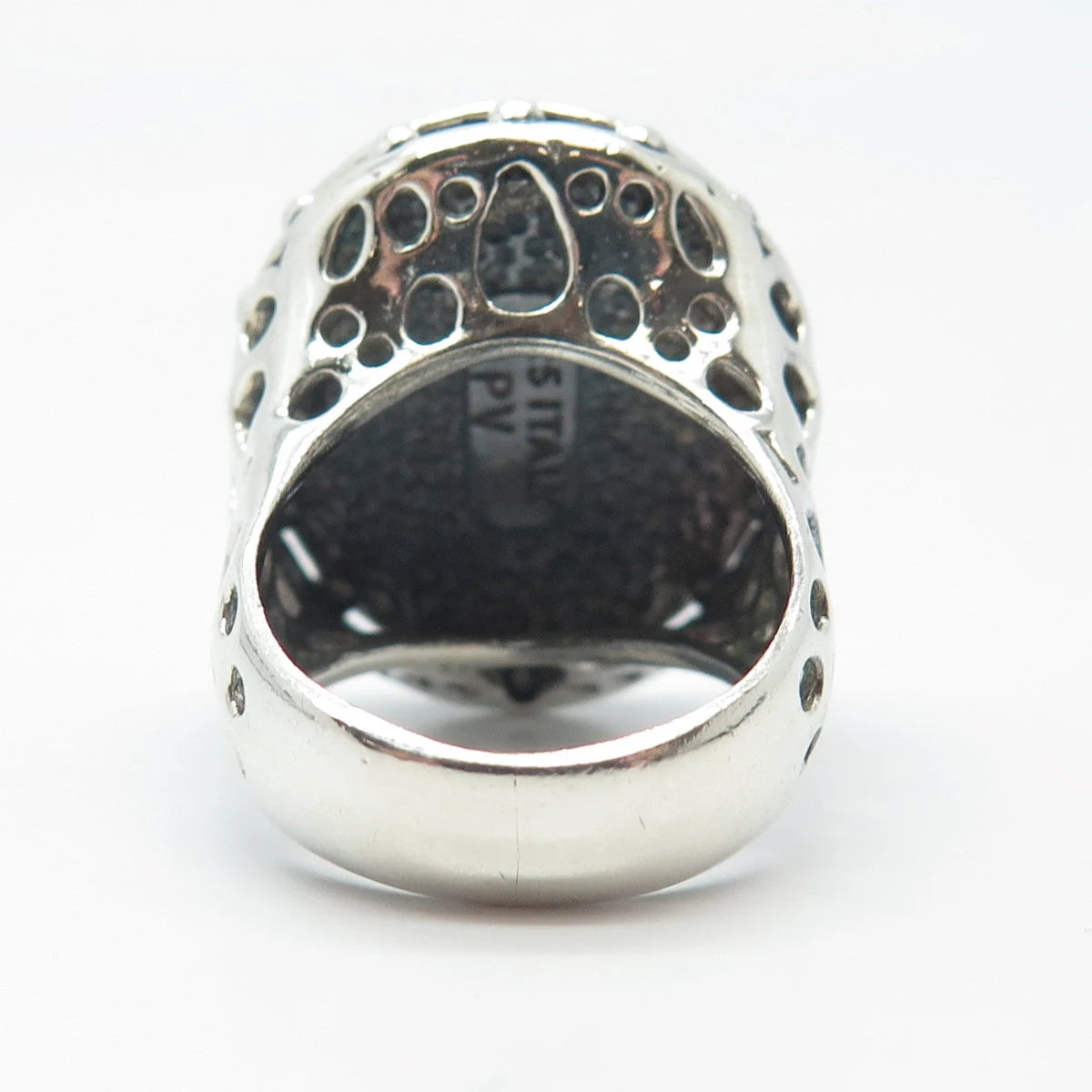 925 Sterling Silver Vintage Italy Satin Finish Oval Signet Ring Size 6
