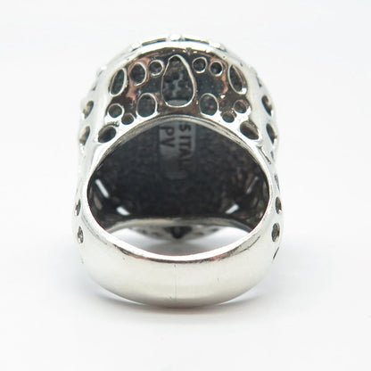 925 Sterling Silver Vintage Italy Satin Finish Oval Signet Ring Size 6
