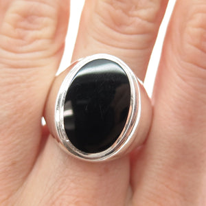 925 Sterling Silver Vintage Real Black Onyx Signet Ring Size 11.5