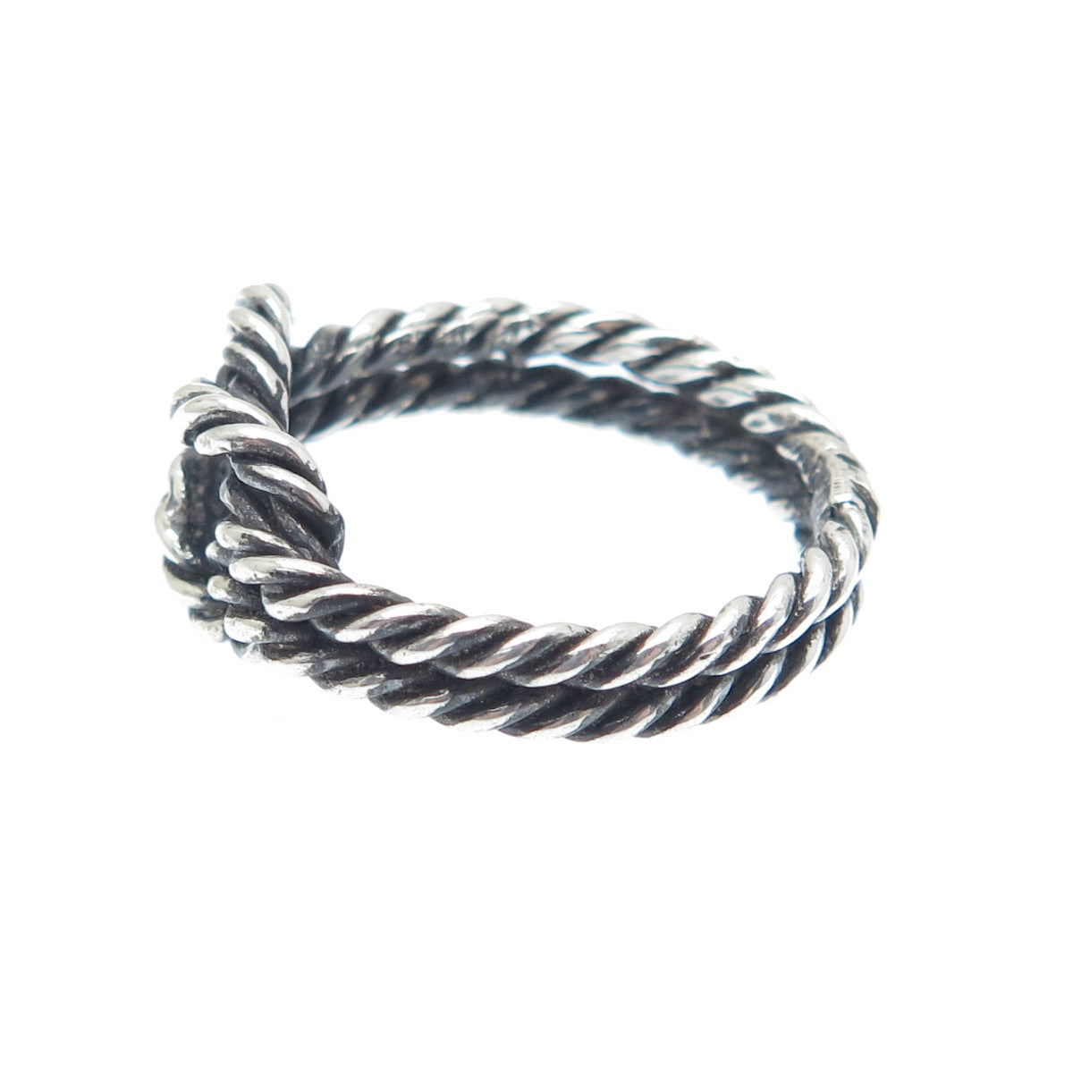 925 Sterling Silver Vintage Twisted Love Knot Oxidized Ring Size 6.5