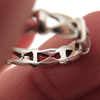 925 Sterling Silver Vintage Modernist Band Ring Size 6.25