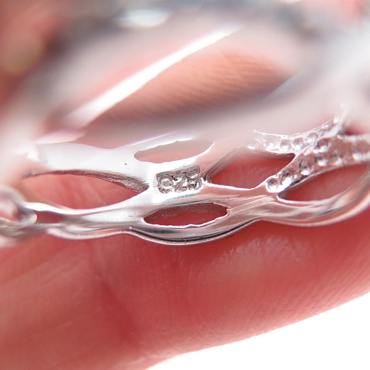 925 Sterling Silver Round-Cut C Z Infinity Link Ring Size 7