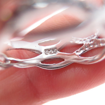 925 Sterling Silver Round-Cut C Z Infinity Link Ring Size 7