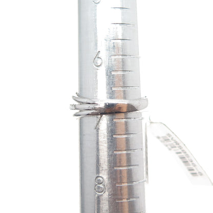 925 Sterling Silver Real Round-Cut Diamond Safety Pin 3-Row Ring Size 7