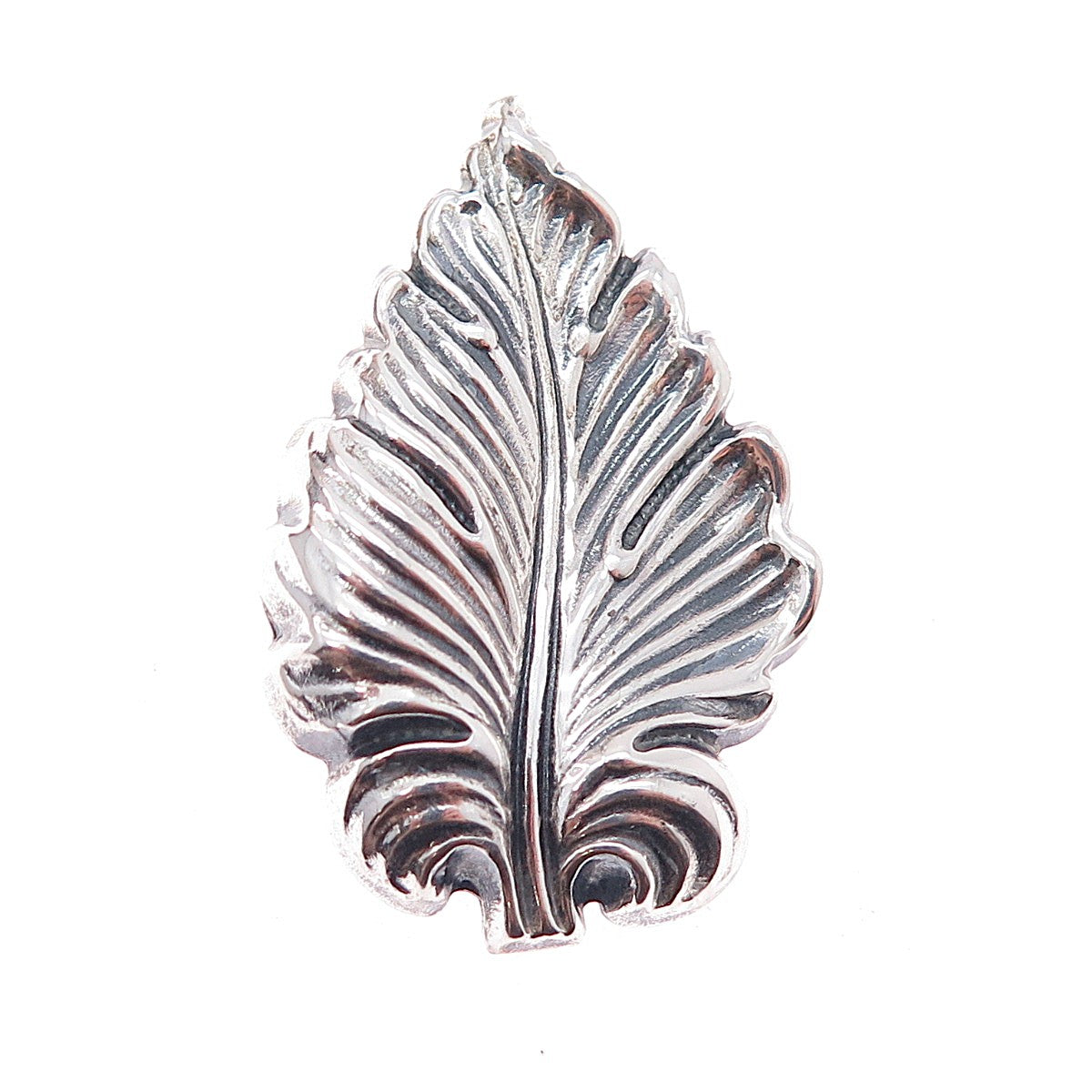 JEWELART 925 Sterling Silver Vintage Floral Leaf Oxidized Pin Brooch