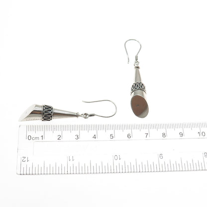 925 Sterling Silver Vintage Modernist Swirl Oxidized Dangle Earrings