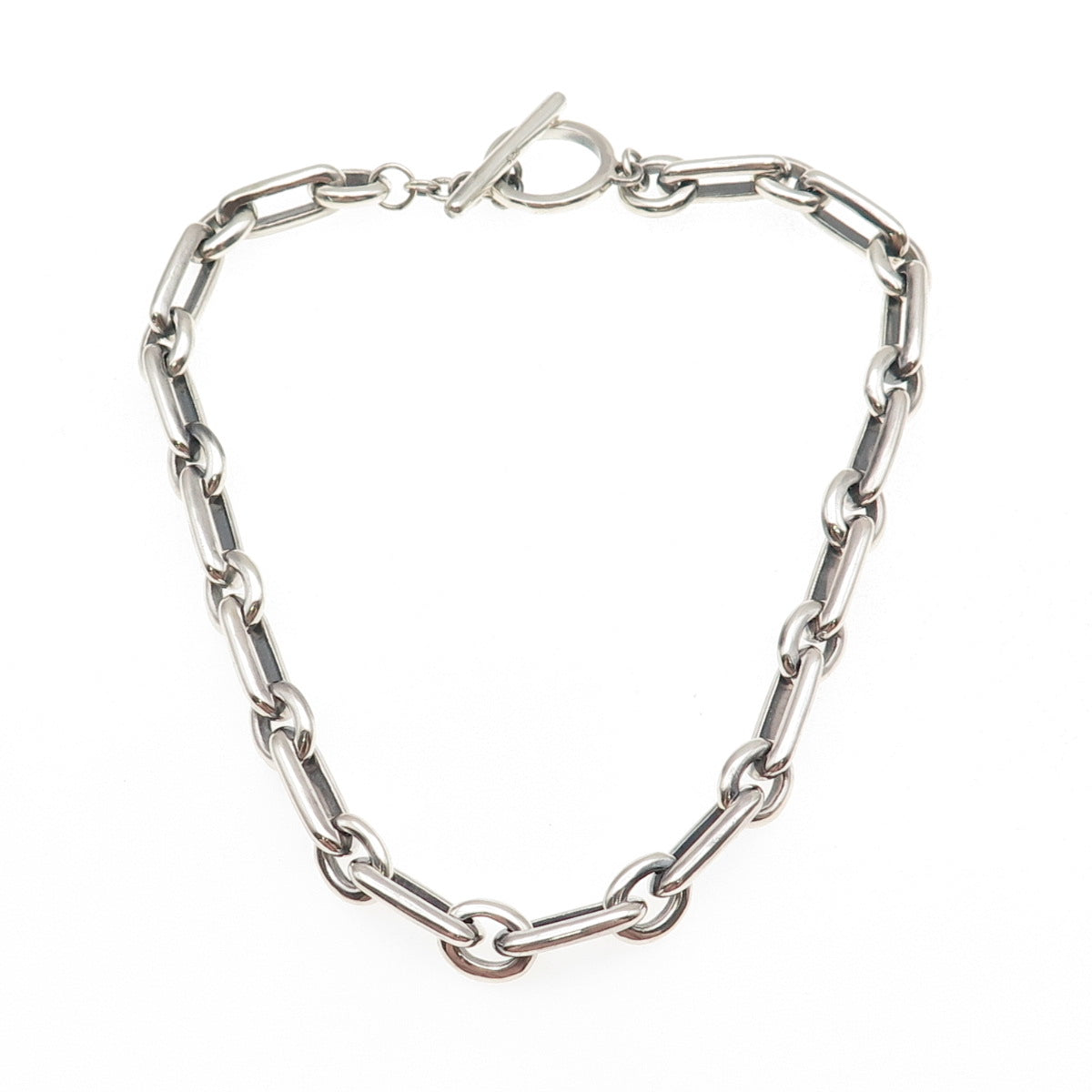 925 Sterling Silver Vintage Paperclip Chain Choker Necklace 14"
