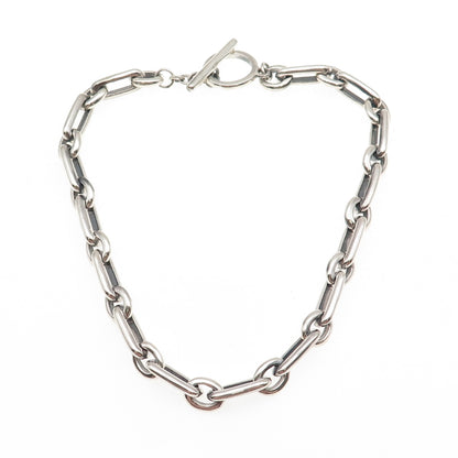 925 Sterling Silver Vintage Paperclip Chain Choker Necklace 14"