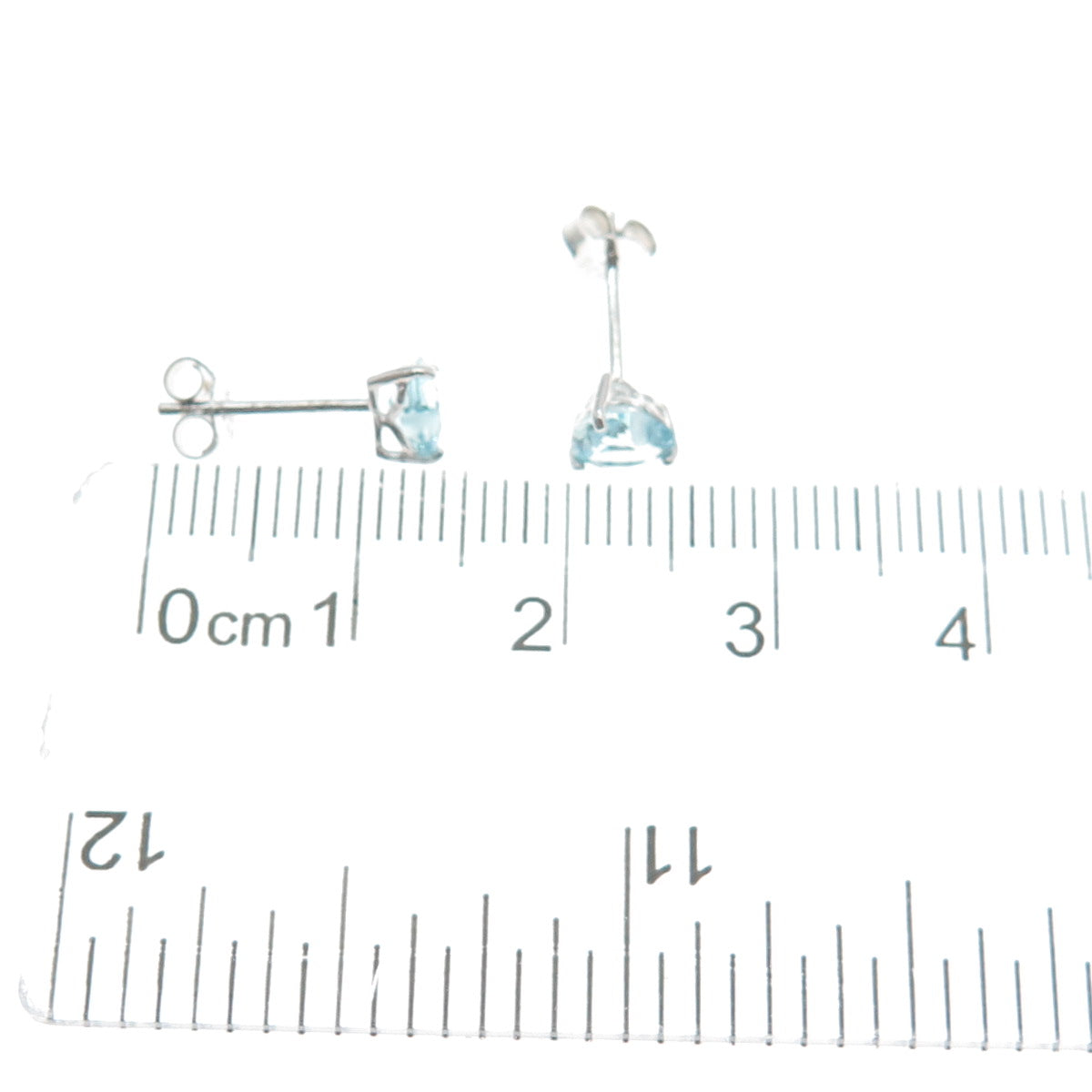 925 Sterling Silver Heart-Cut Blue C Z Stud Earrings