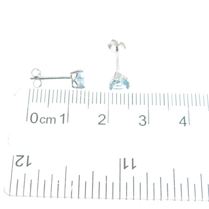 925 Sterling Silver Heart-Cut Blue C Z Stud Earrings