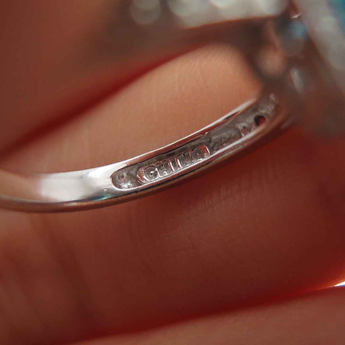 925 Sterling Silver Blue & White C Z Ring Size 5.25