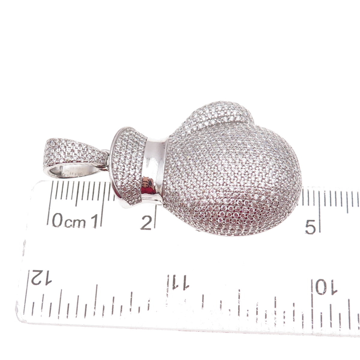 925 Sterling Silver Round-Cut C Z Boxing Glove Pendant