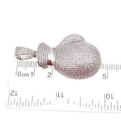 925 Sterling Silver Round-Cut C Z Boxing Glove Pendant