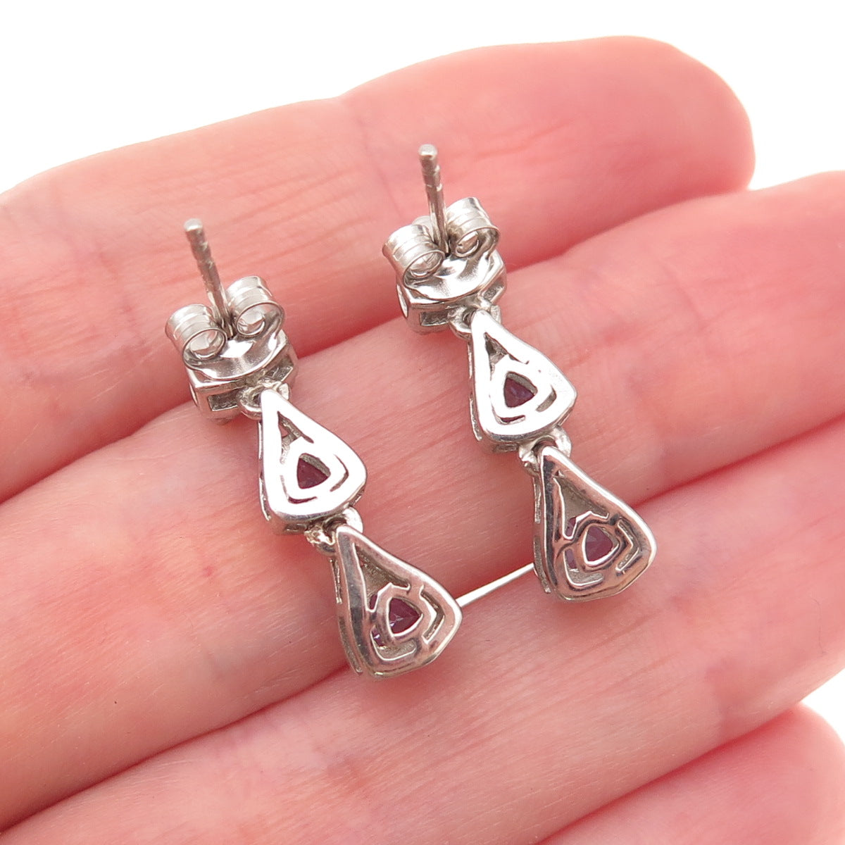 Chuck Clemency 925 Sterling Silver Real Tanzanite Dangle Earrings