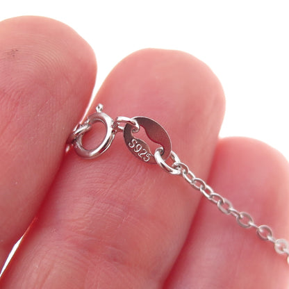 925 Sterling Silver Pink Enamel Number 1 Cable Chain Necklace 18"