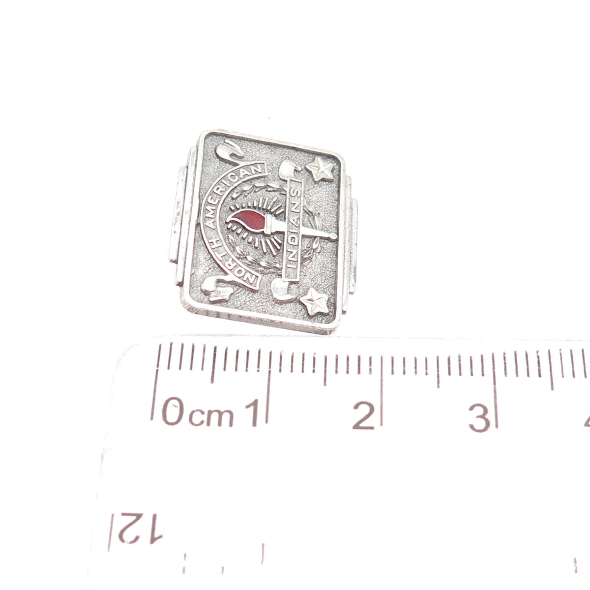 925 Sterling Silver Antique Enamel North American Indians Brooch (missing pin)