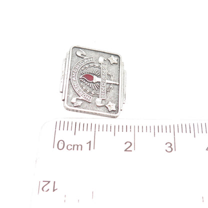 925 Sterling Silver Antique Enamel North American Indians Brooch (missing pin)