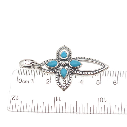 Carolyn Pollack American West Old Pawn Sterling Vintage Turquoise Cross Pendant