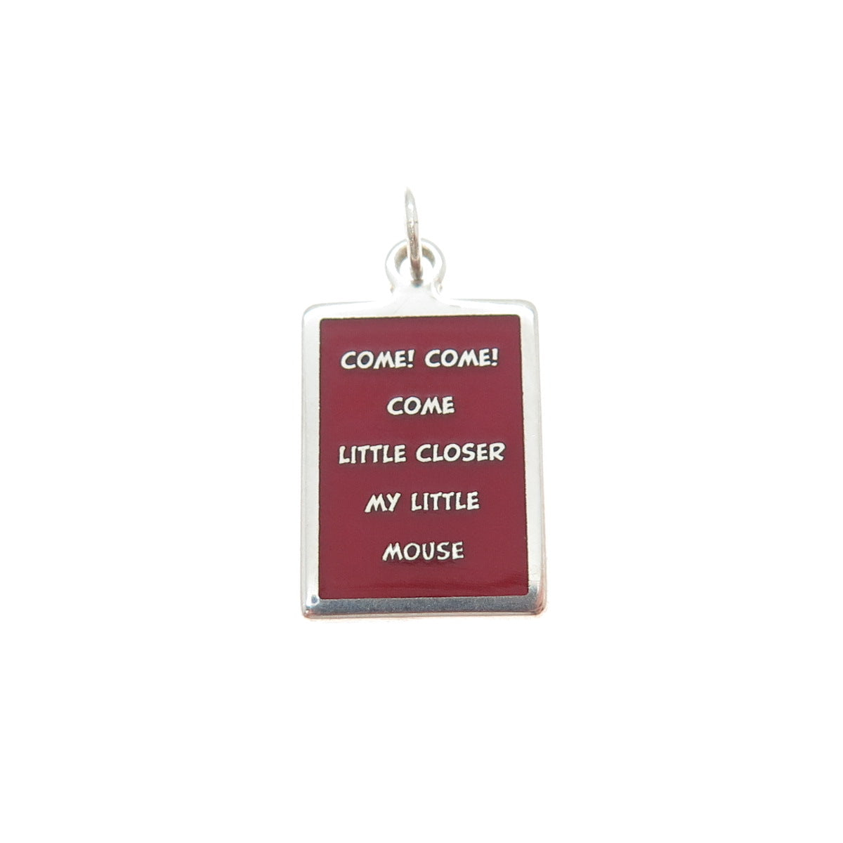925 Sterling Red Enamel Come Little Closer My Little Mouse Minimalist Pendant