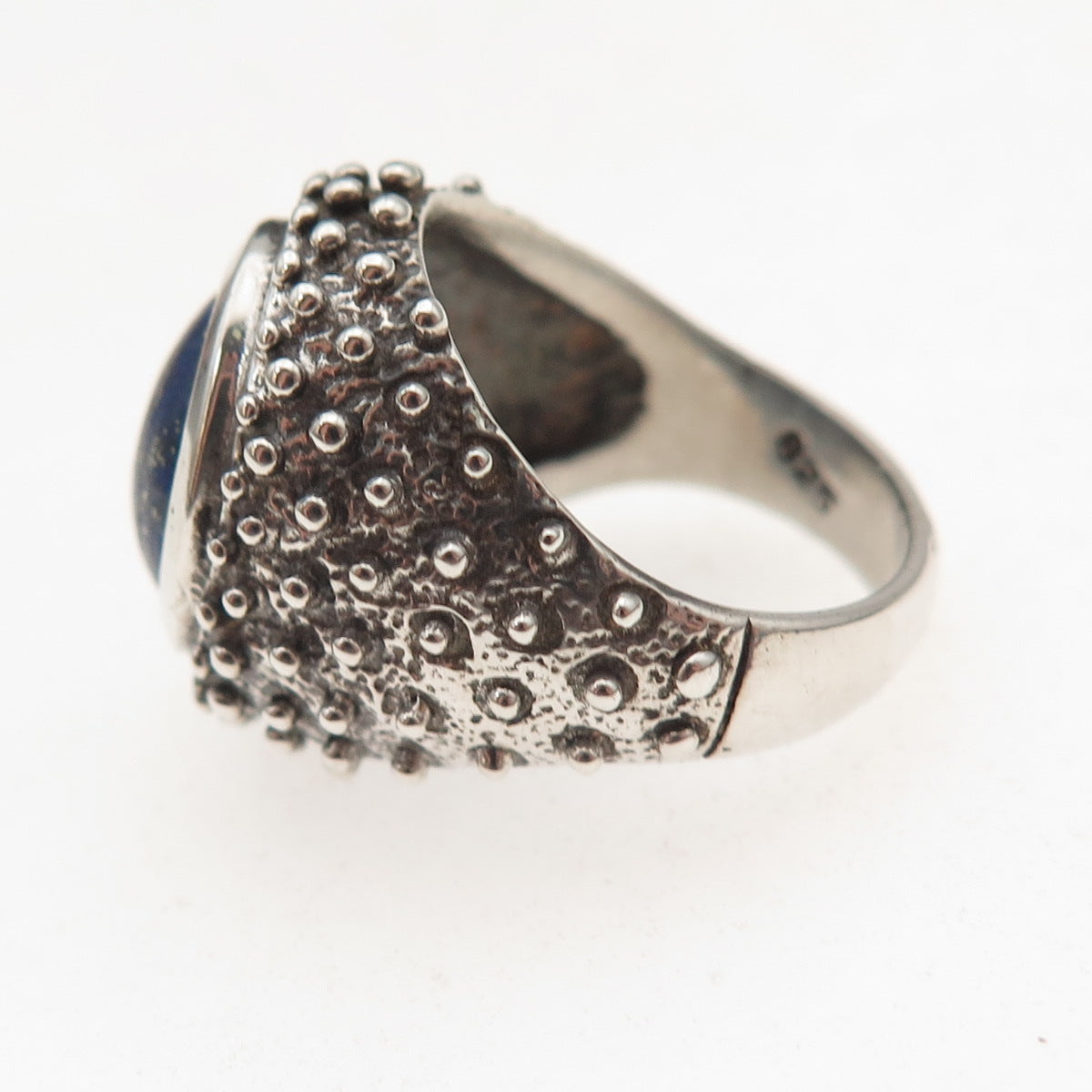 Chateau D’Argent 925 Sterling Silver Vintage Real Lapis Modernist Ring Size 5.25