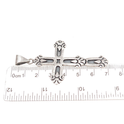 Cony 925 Sterling Silver Vintage Mexico Cross Religious Oxidized Pendant #102