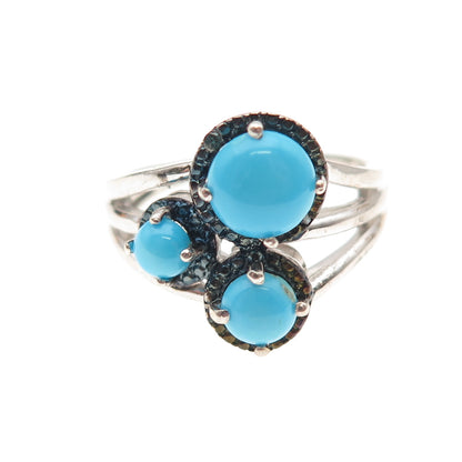 Chuck Clemency 925 Sterling Silver Real Diamond & Turquoise Ring Size 8.25