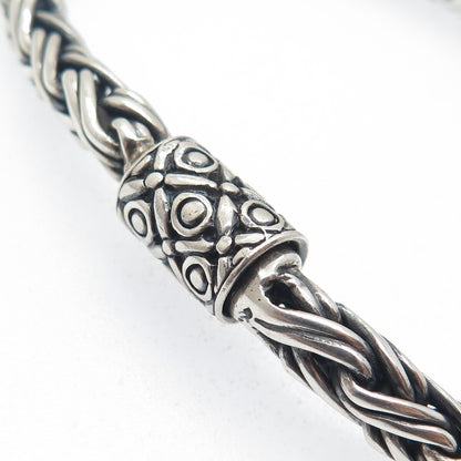 925 Sterling Silver & 18K Gold Vintage Ornate ID Bar Wheat Link Bracelet 7.5"