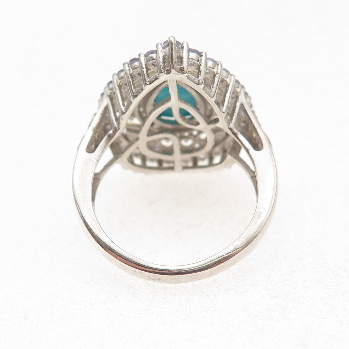Chuck Clemency 925 Sterling Silver Real Turquoise Tanzanite Topaz Ring Size 8.25