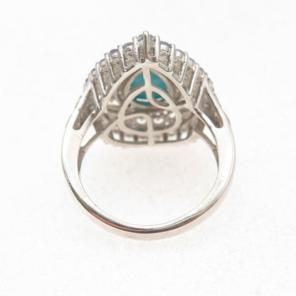 Chuck Clemency 925 Sterling Silver Real Turquoise Tanzanite Topaz Ring Size 8.25