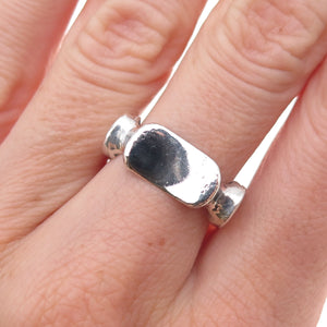 925 Sterling Silver Vintage Mexico Modernist Oxidized Ring Size 7.5