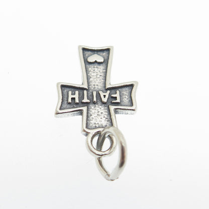 SUNDANCER 925 Sterling Silver Vintage "Faith" Cross Religious Minimalist Pendant