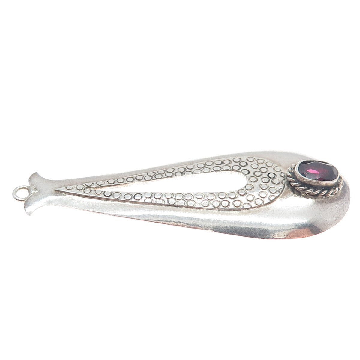 925 Sterling Silver Vintage Real Oval-Cut Tourmaline Modernist Teardrop Pendant