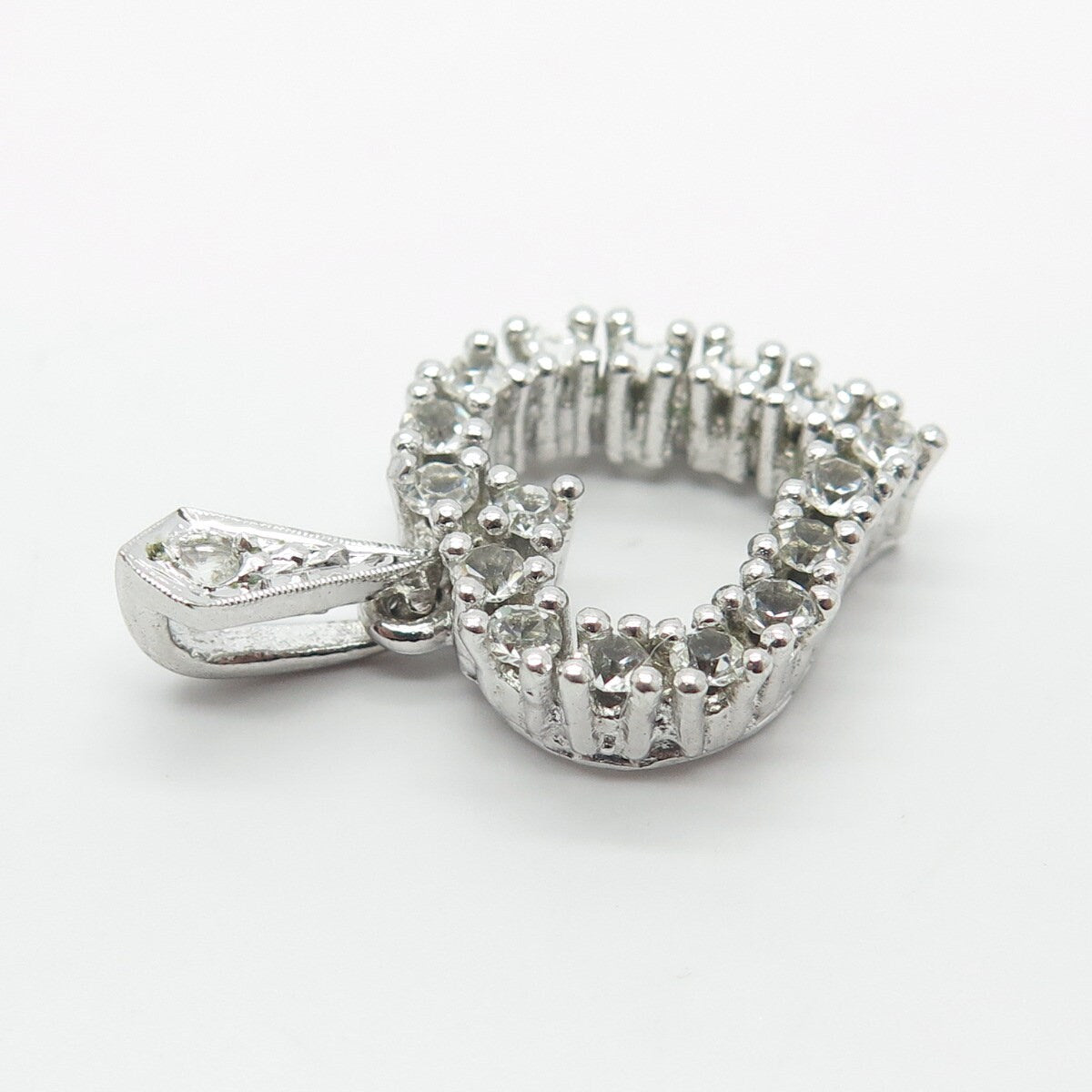 925 Sterling Silver C Z Open Heart Pendant